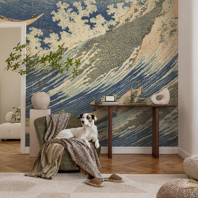 Papel mural con patrón decorativo con diseño de olas del mar