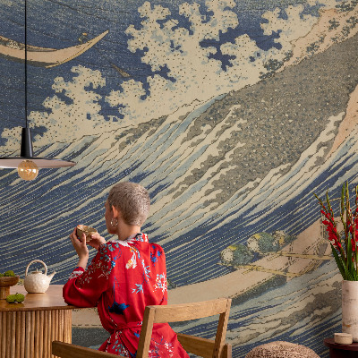 Papel mural con patrón decorativo con diseño de olas del mar