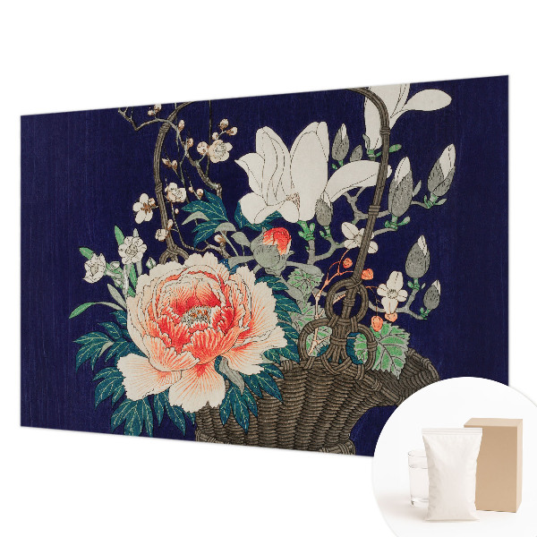 Mural de pared con estampado hermoso con diseño de cesta de flores