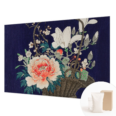 Mural de pared con estampado hermoso con diseño de cesta de flores