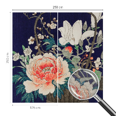 Mural de pared con estampado hermoso con diseño de cesta de flores