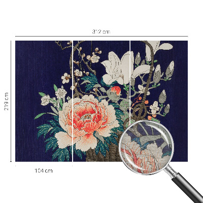 Mural de pared con estampado hermoso con diseño de cesta de flores
