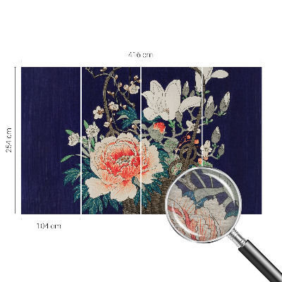 Mural de pared con estampado hermoso con diseño de cesta de flores