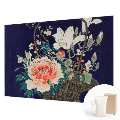 Mural de pared con estampado hermoso con diseño de cesta de flores