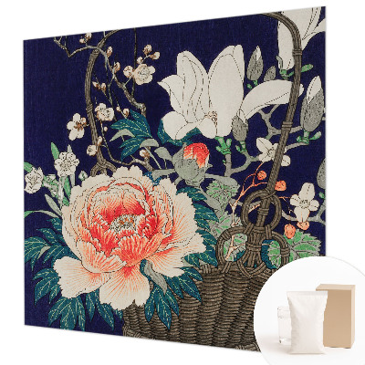 Mural de pared con estampado hermoso con diseño de cesta de flores
