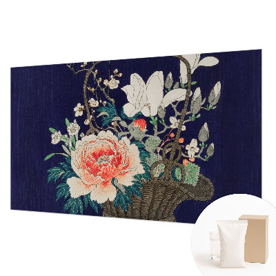 Mural de pared con estampado hermoso con diseño de cesta de flores