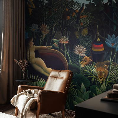 Papel mural texturado decorativo con diseño de selva exótica