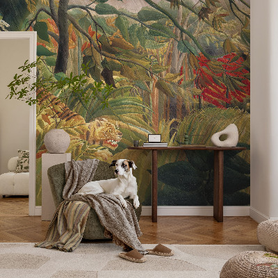 Fotomural decorativo para cabecero de cama con un diseño de tigre exótico