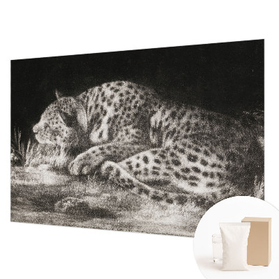 Papel mural con patrón decorativo con un motivo de leopardo descansando