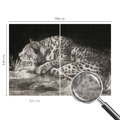 Papel mural con patrón decorativo con un motivo de leopardo descansando