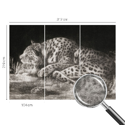 Papel mural con patrón decorativo con un motivo de leopardo descansando