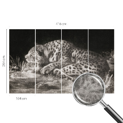 Papel mural con patrón decorativo con un motivo de leopardo descansando