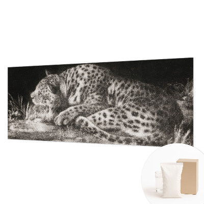 Papel mural con patrón decorativo con un motivo de leopardo descansando