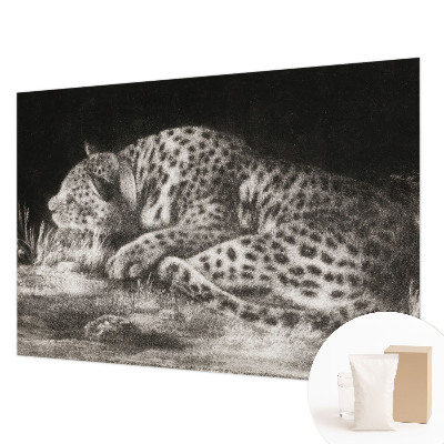 Papel mural con patrón decorativo con un motivo de leopardo descansando