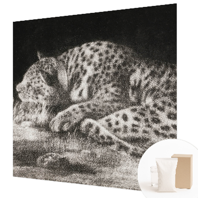 Papel mural con patrón decorativo con un motivo de leopardo descansando