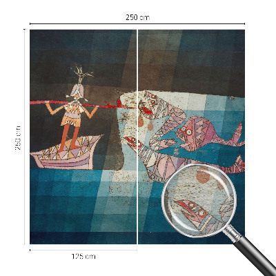 Mural de pared con estampado hermoso con diseño de pescador cazador