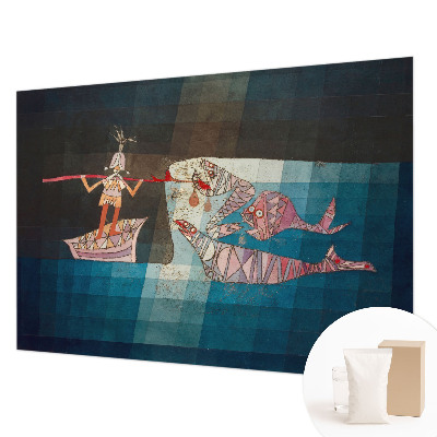 Mural de pared con estampado hermoso con diseño de pescador cazador