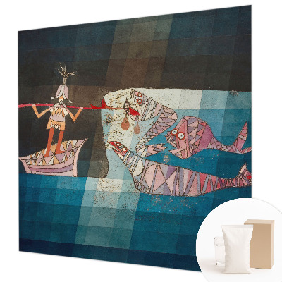 Mural de pared con estampado hermoso con diseño de pescador cazador