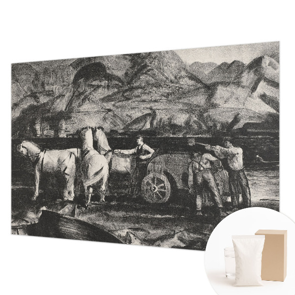 Papel mural texturado decorativo con motivo de escena de pueblo