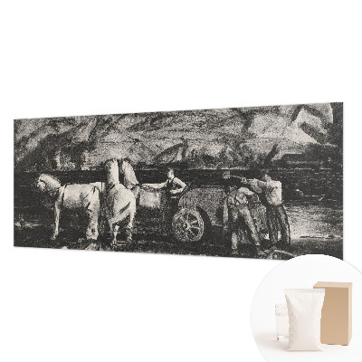 Papel mural texturado decorativo con motivo de escena de pueblo