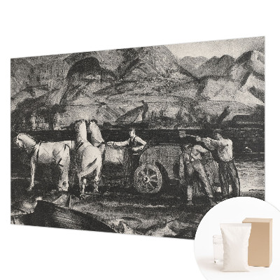 Papel mural texturado decorativo con motivo de escena de pueblo