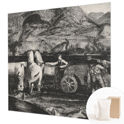 Papel mural texturado decorativo con motivo de escena de pueblo