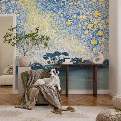 Mural decorativo con motivo de abstracción de estrella