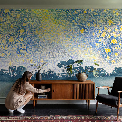 Mural decorativo con motivo de abstracción de estrella