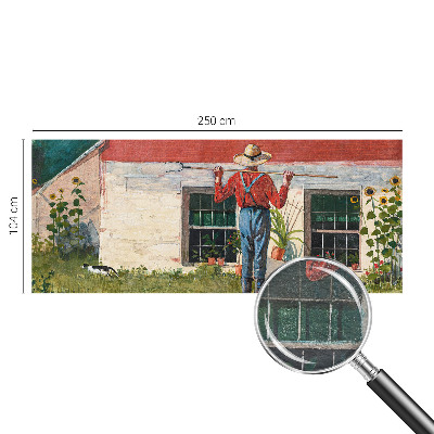 Papel mural texturado decorativo con escena de pueblo