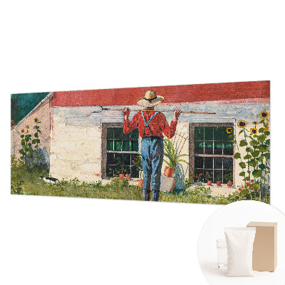 Papel mural texturado decorativo con escena de pueblo
