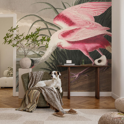 Papel mural con patrón decorativo con diseño de ave exótica