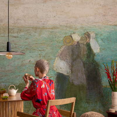 Papel mural texturado decorativo con diseño «Reflejo junto al mar»