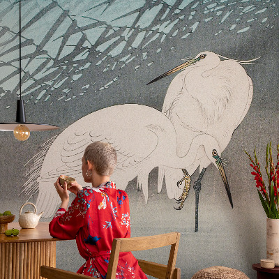 Mural decorativo con diseño de aves delicadas