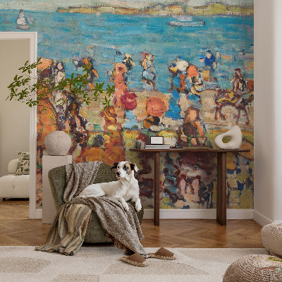 Fotomural decorativo para cabecero de cama con una escena de playa