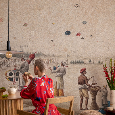 Mural de pared con estampado hermoso con diseño de cometas voladoras