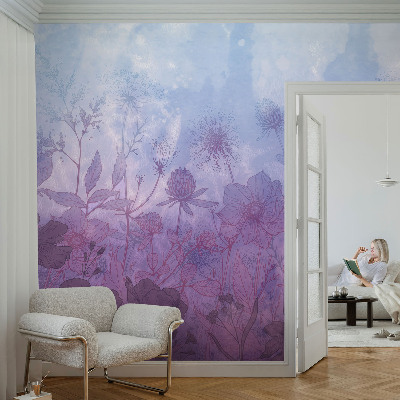 Mural decorativo con diseño de flores en tonos pastel