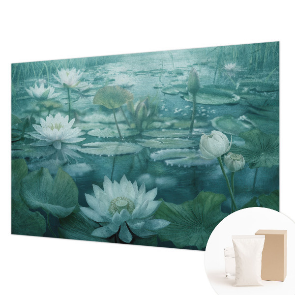 Fotomural decorativo para cabecero de cama con diseño de flores acuáticas