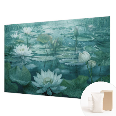 Fotomural decorativo para cabecero de cama con diseño de flores acuáticas