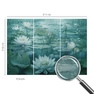 Fotomural decorativo para cabecero de cama con diseño de flores acuáticas