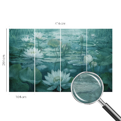 Fotomural decorativo para cabecero de cama con diseño de flores acuáticas