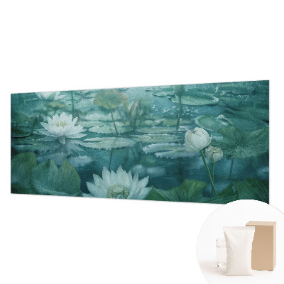 Fotomural decorativo para cabecero de cama con diseño de flores acuáticas