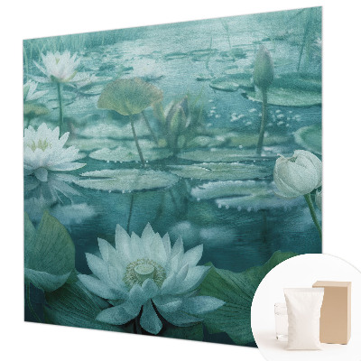 Fotomural decorativo para cabecero de cama con diseño de flores acuáticas