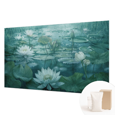 Fotomural decorativo para cabecero de cama con diseño de flores acuáticas