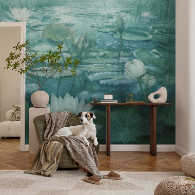 Fotomural decorativo para cabecero de cama con diseño de flores acuáticas