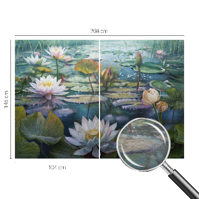 Mural de pared con estampado hermoso con motivo de flores de estanque