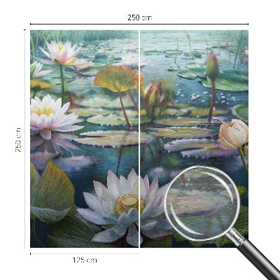 Mural de pared con estampado hermoso con motivo de flores de estanque