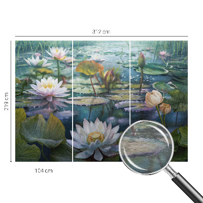 Mural de pared con estampado hermoso con motivo de flores de estanque
