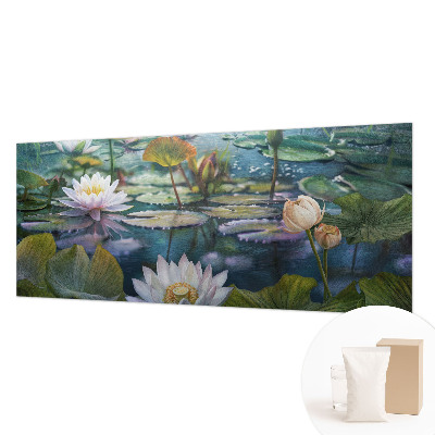 Mural de pared con estampado hermoso con motivo de flores de estanque