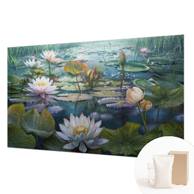 Mural de pared con estampado hermoso con motivo de flores de estanque