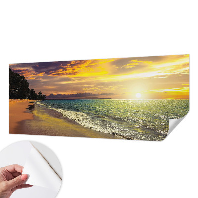 Mural de pared con estampado hermoso con motivo de playa al atardecer